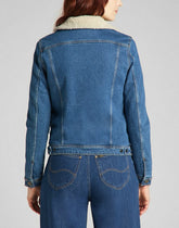 LEE SHERPA RIDER DAMSKA KURTKA JEANSOWA LOGO WORN IRIS L54VMWQW 112140285